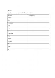 English Worksheet: comparative practice