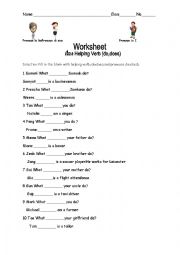 English Worksheet: Helping Verb (do,does)
