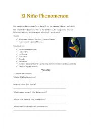 English Worksheet: El Nio Phenomenon