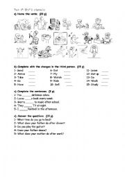 English Worksheet: Test- Present Simple