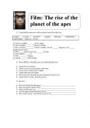 English Worksheet: The rise of the planet of the apes