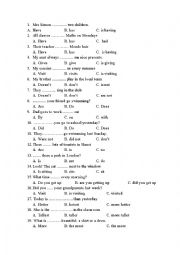 English Worksheet: Multiple choice test for grade 4