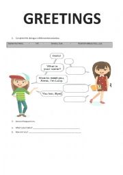 English Worksheet: GREETINGS