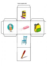 English Worksheet: SCHOOL SUPPLIES DICE