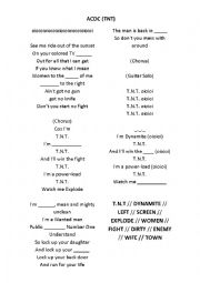 English Worksheet: T.N.T (AC/DC)