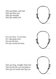 English Worksheet: My face