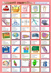 English Worksheet: school supplies