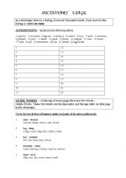 English Worksheet: Dictionary Usage Exercies + Answers