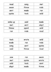 English Worksheet: More Irregular Verbs Bingo Cards