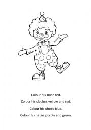 English Worksheet: Read and colour