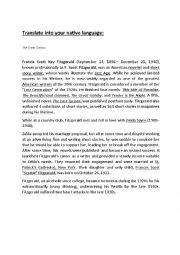 English Worksheet: The Great Gatsby