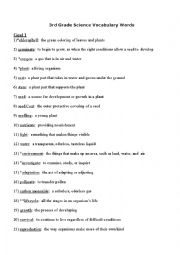 English Worksheet: 3rd Grade Science Words