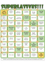 English Worksheet: SUPERLATIVES BOARD GAME