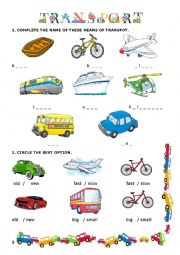 English Worksheet: TRANSPORT