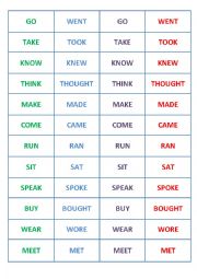 English Worksheet: Matching cards past tense