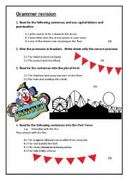 English Worksheet: Circus Grammer Revision