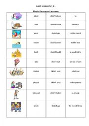 English Worksheet: Last weekend