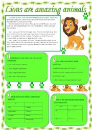 English Worksheet: lions
