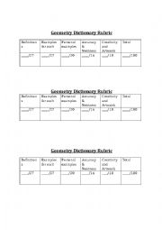 English Worksheet: Geometry Rubric