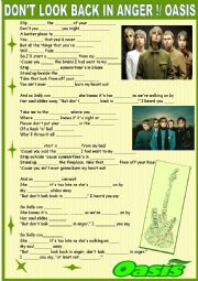 English Worksheet: Dont look back in anger !Oasis