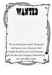 English Worksheet: Wanted Poster 