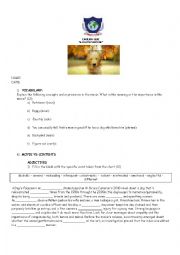 English Worksheet: A dogs purpose movie quiz