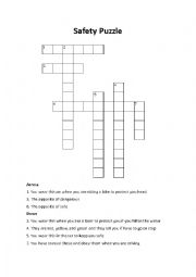 American English Safety Crossword Puzzle