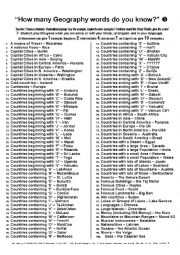 English Worksheet: QUIZ GAME 003 Geography