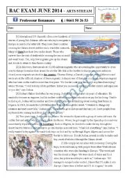 English Worksheet: ILLEGAL IMMIGRATION (MOROCCAN BAC EXAM 2014 ARTS STREAM