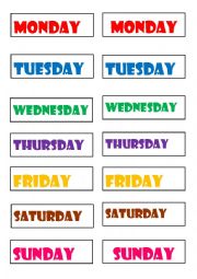 DAYS OF THE WEEK MEMORY GAME