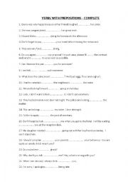 English Worksheet: FIRST - VERBS WITH PREPOSITIONS