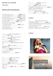 English Worksheet: Song Because you loved me Celine Dion