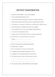 English Worksheet: sentence transformation