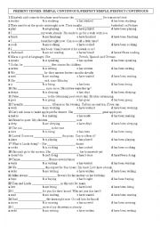 Present tenses review test