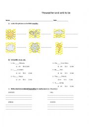 English Worksheet: the weather and verb to be