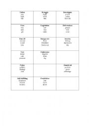 English Worksheet: Taboo game - upper intermediate vocabulary