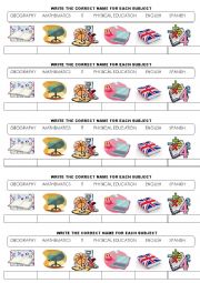 English Worksheet: SUBJECTS