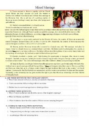 English Worksheet: Mixed Marriage