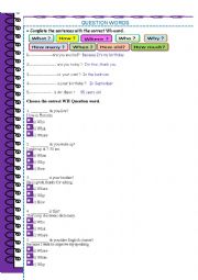 English Worksheet: Question words