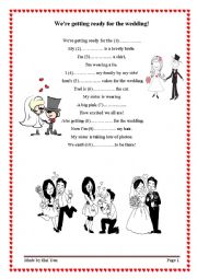 English Worksheet: Song: Were ready for the wedding