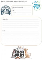 English Worksheet: Adopt a pet from RSPCA