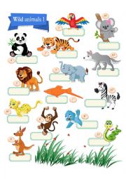 English Worksheet: Wild Animal Pictionary