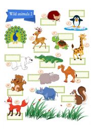 English Worksheet: Wild Animal Pictionary 2