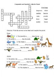 English Worksheet: Compare animals with comparative and superlative adjectives