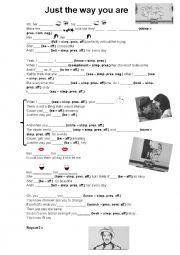 English Worksheet: JUST THE WAY YOU ARE BY BRUNO MARS