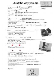 English Worksheet: JUST THE WAY YOU ARE BY BRUNO MARS