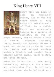 English Worksheet: King Henry VIII