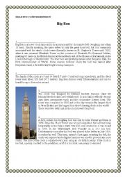 English Worksheet: Big Ben Reading