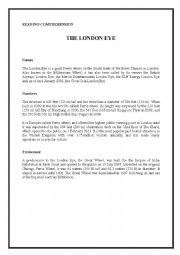 English Worksheet: The London Eye Reading