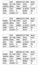 English Worksheet: WAS SND WERE SENTENCES UNSCRAMBLE